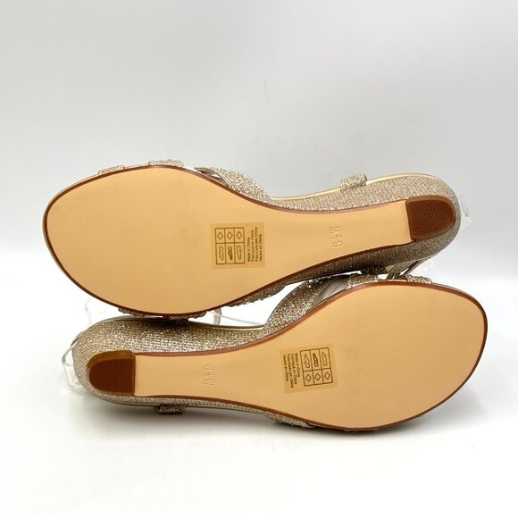 6.5W 6.5 WIDE WIDTH‎ Touch Ups Lena Champagne Gold Low Wedge Dress Sandals Shoes - Picture 9 of 15